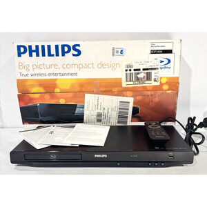 Philips BDP3406/F7 Blu-Ray Player w/ Remote Control Manual Original Box Tested
